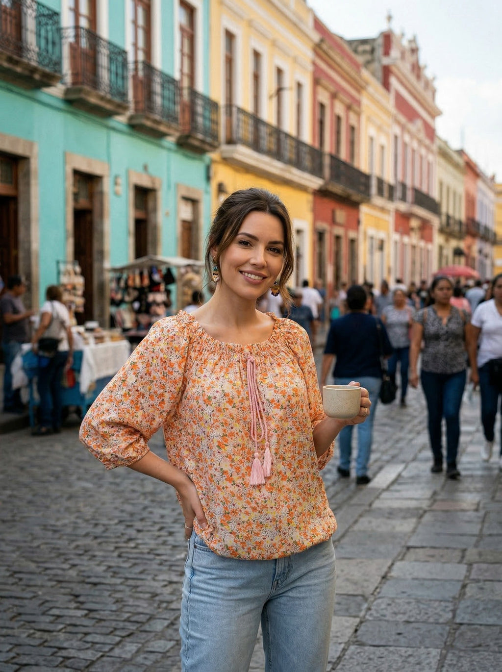 Oversized Style Bluză cu Imprimeu Paisley și Detalii Tip Ie