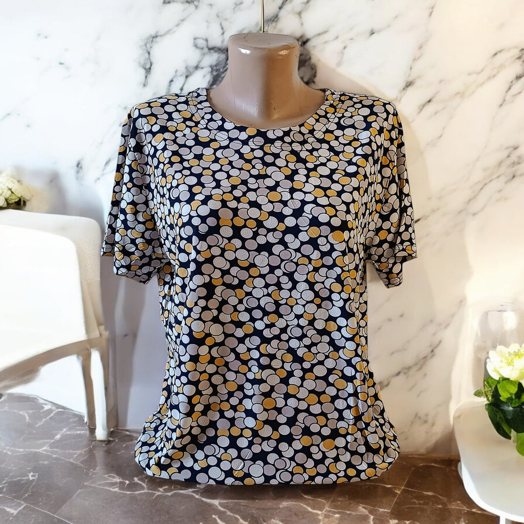 Bluză Casual Lejeră Maya – Model Geometric cu Buline Aglomerate