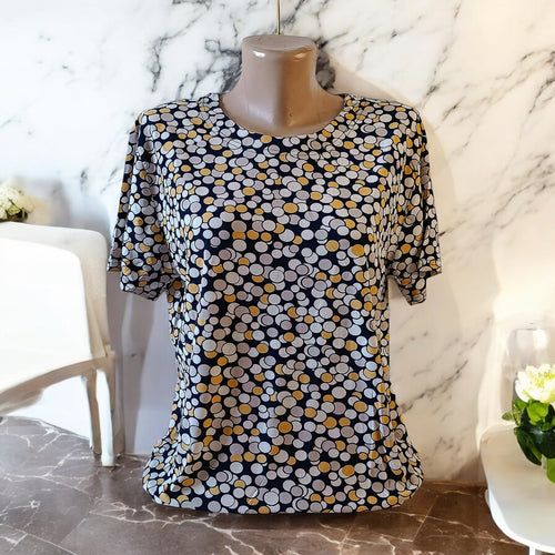 Bluză Casual Lejeră Maya – Model Geometric cu Buline Aglomerate