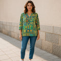 Oversized Style Bluză cu Imprimeu Paisley și Detalii Tip Ie