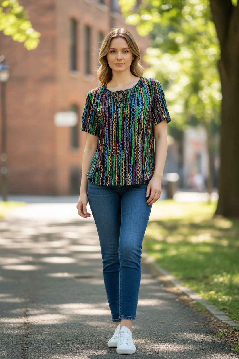 Bluză Electric Waves Boho Zig-Zag