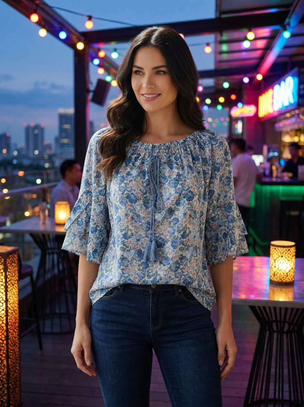 Oversized Style Bluză cu Imprimeu Paisley și Detalii Tip Ie
