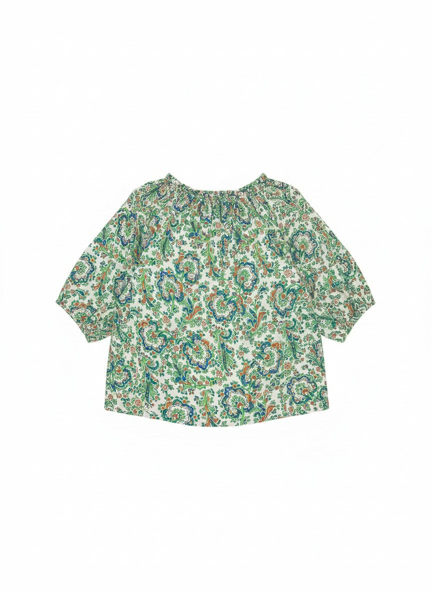 Oversized Style Bluză cu Imprimeu Paisley și Detalii Tip Ie
