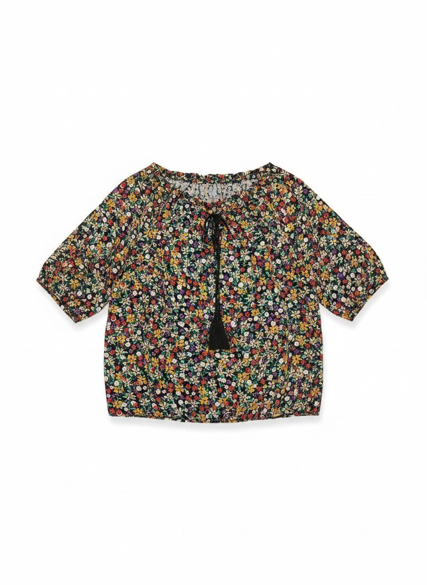 Oversized Style Bluză cu Imprimeu Paisley și Detalii Tip Ie