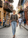 Oversized Style Bluză cu Imprimeu Paisley și Detalii Tip Ie