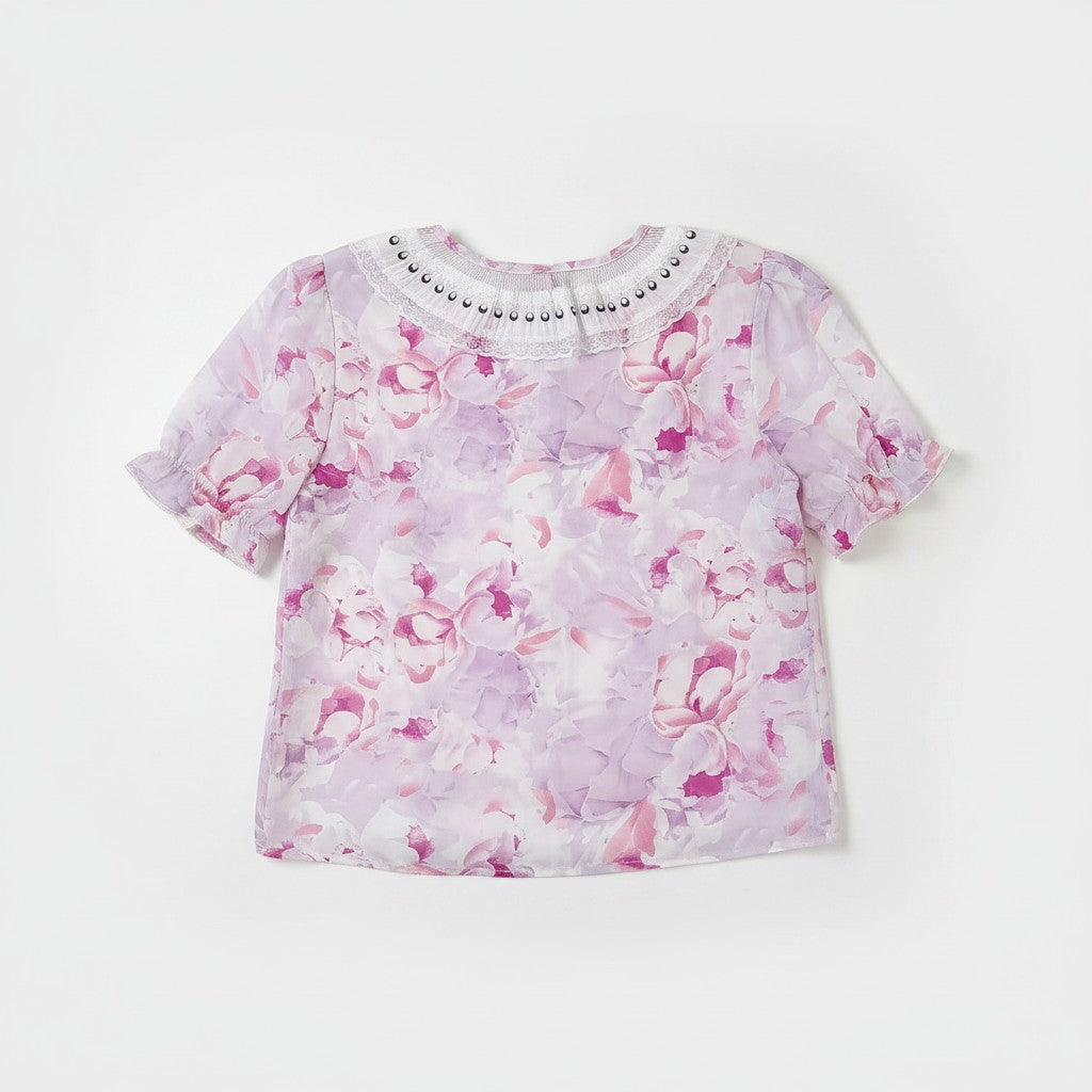 Bluză Lilac Vintage Collar Coquette