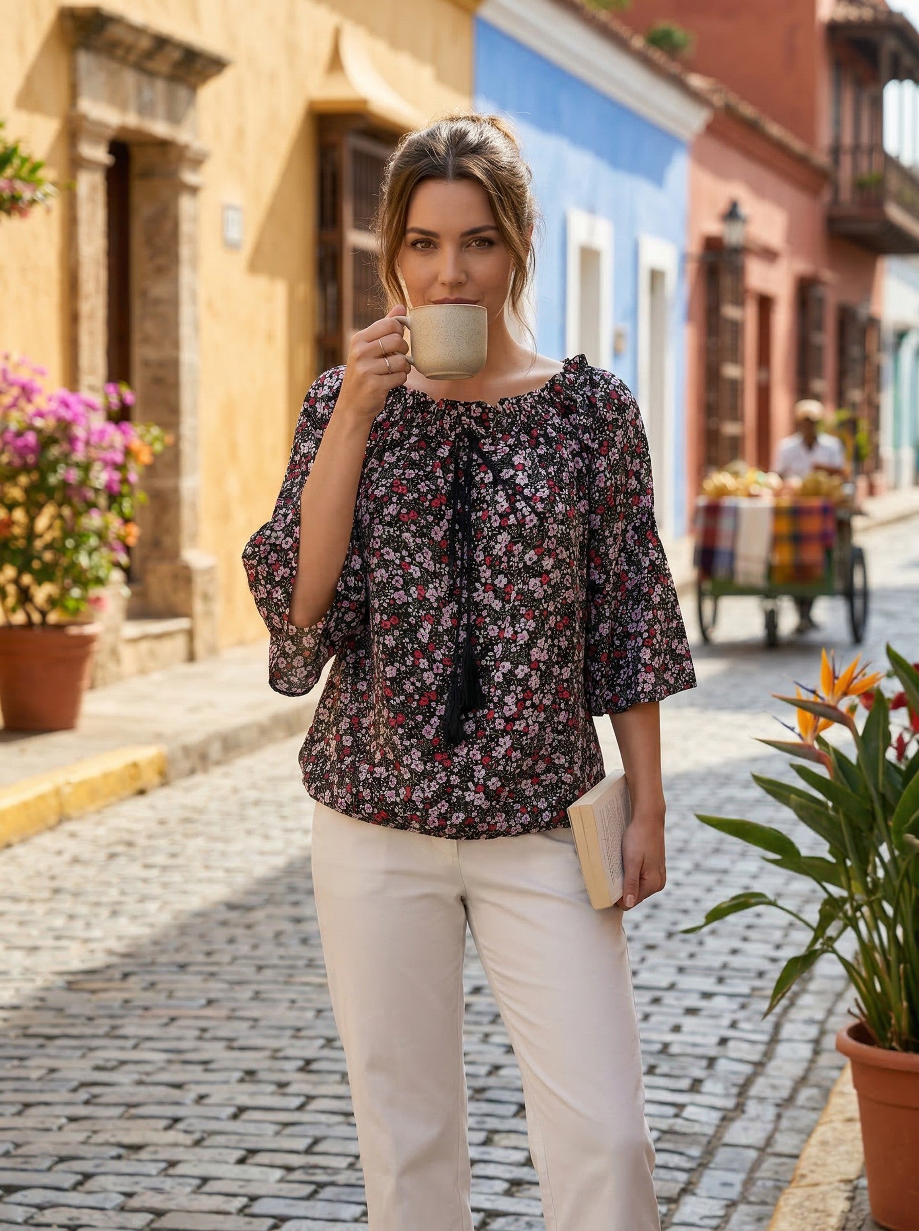 Oversized Style Bluză cu Imprimeu Paisley și Detalii Tip Ie