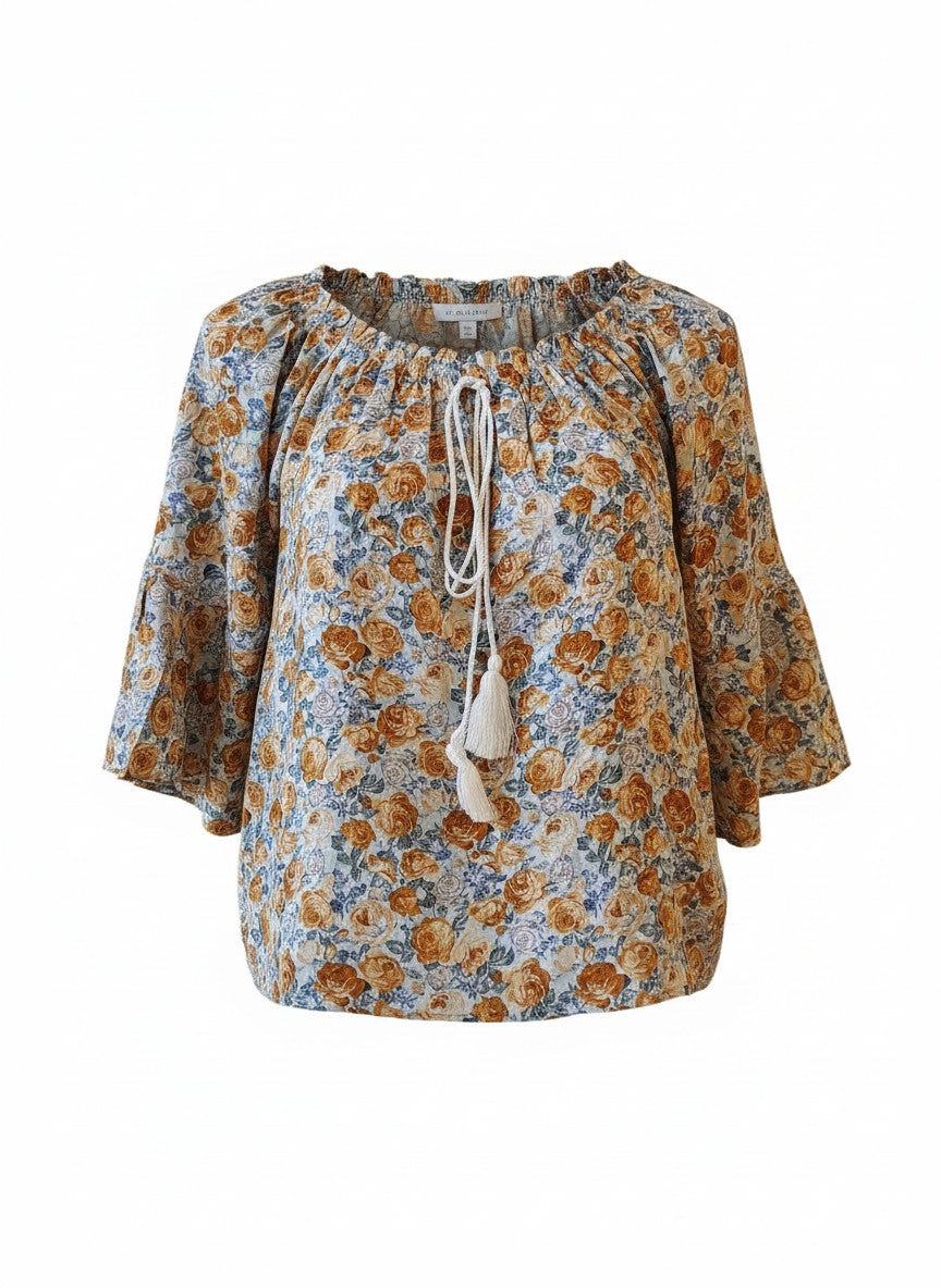 Oversized Style Bluză cu Imprimeu Paisley și Detalii Tip Ie