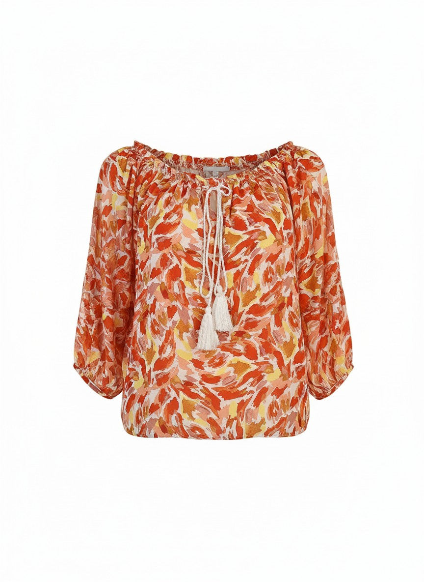 Oversized Style Bluză cu Imprimeu Paisley și Detalii Tip Ie