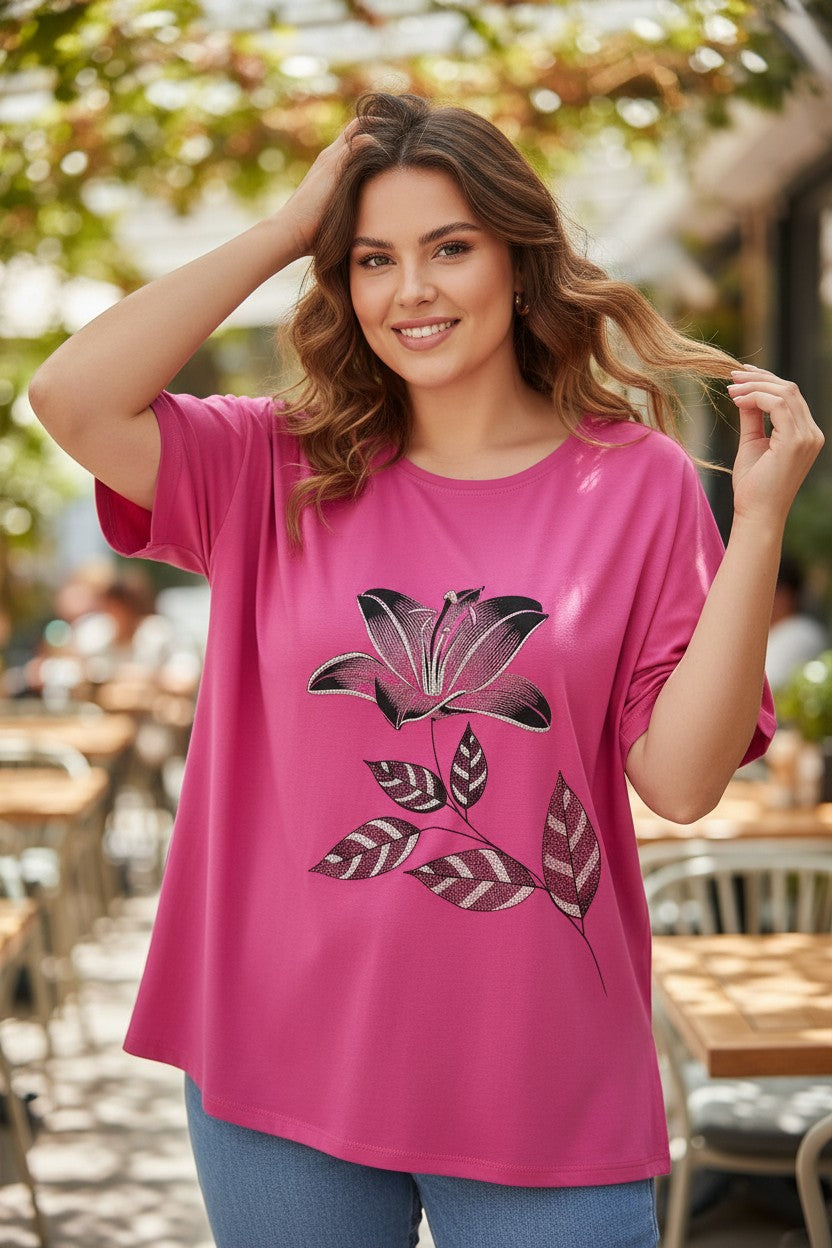 Tricou Fuchsia Lily – Confort și Stil Royal Pink Orchid