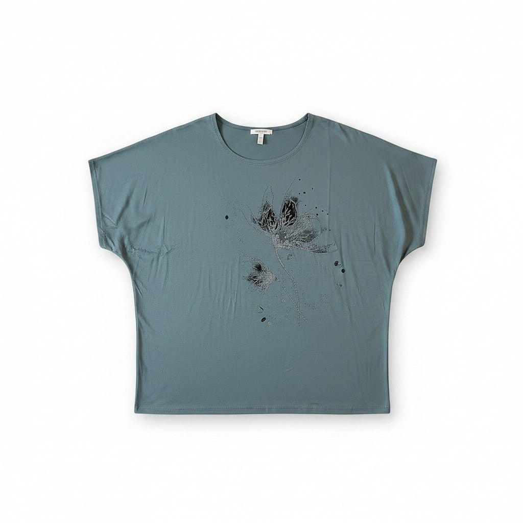 Tricou Teal Blossom – Confort și Stil Artistic Rain