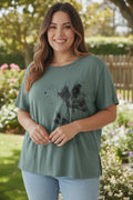 Tricou Teal Blossom – Confort și Stil Artistic Rain