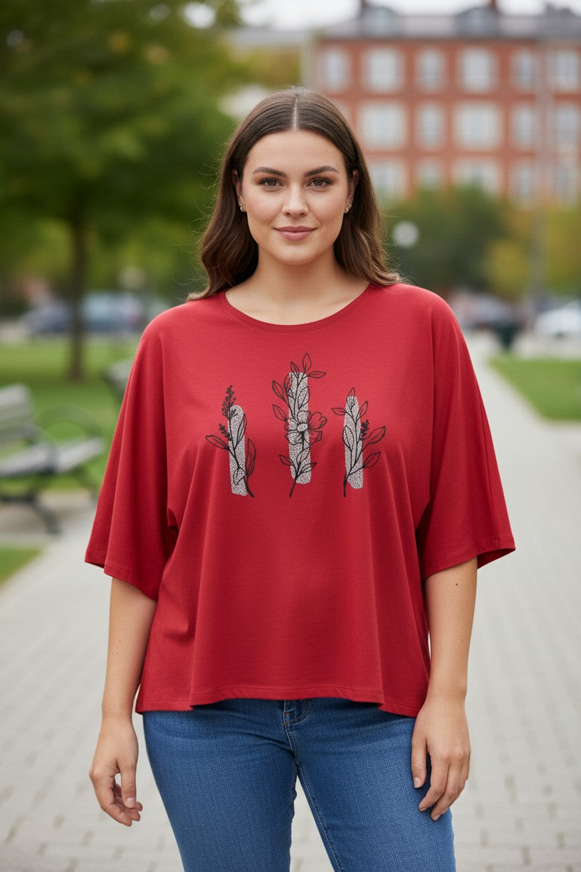 Tricou Abstract Passion – Confort și Stil Royal Red Muse