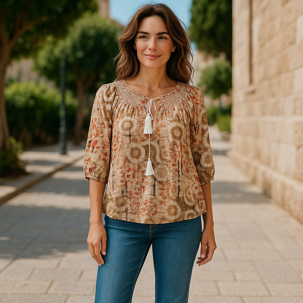 Bluza Top Rusty Petals cu snur