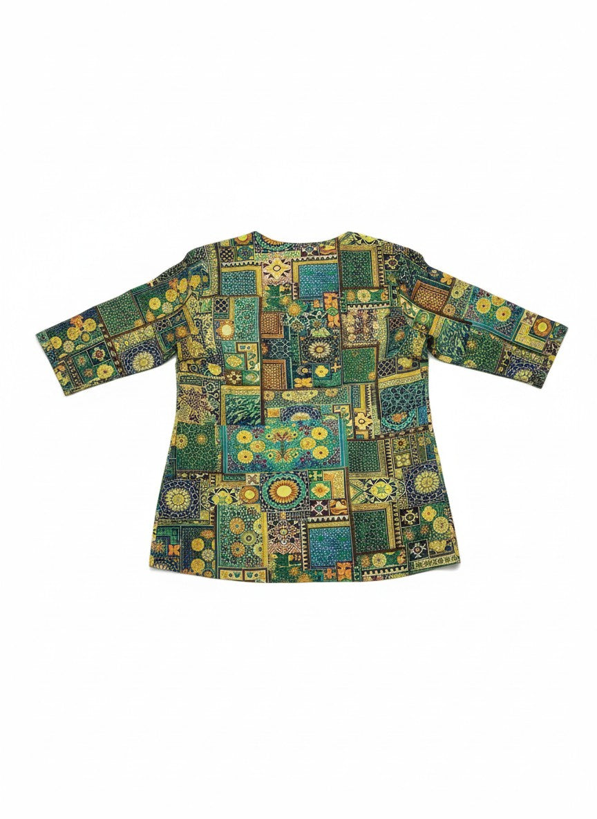 Oversized Style Bluză cu Imprimeu Paisley și Detalii Tip Ie
