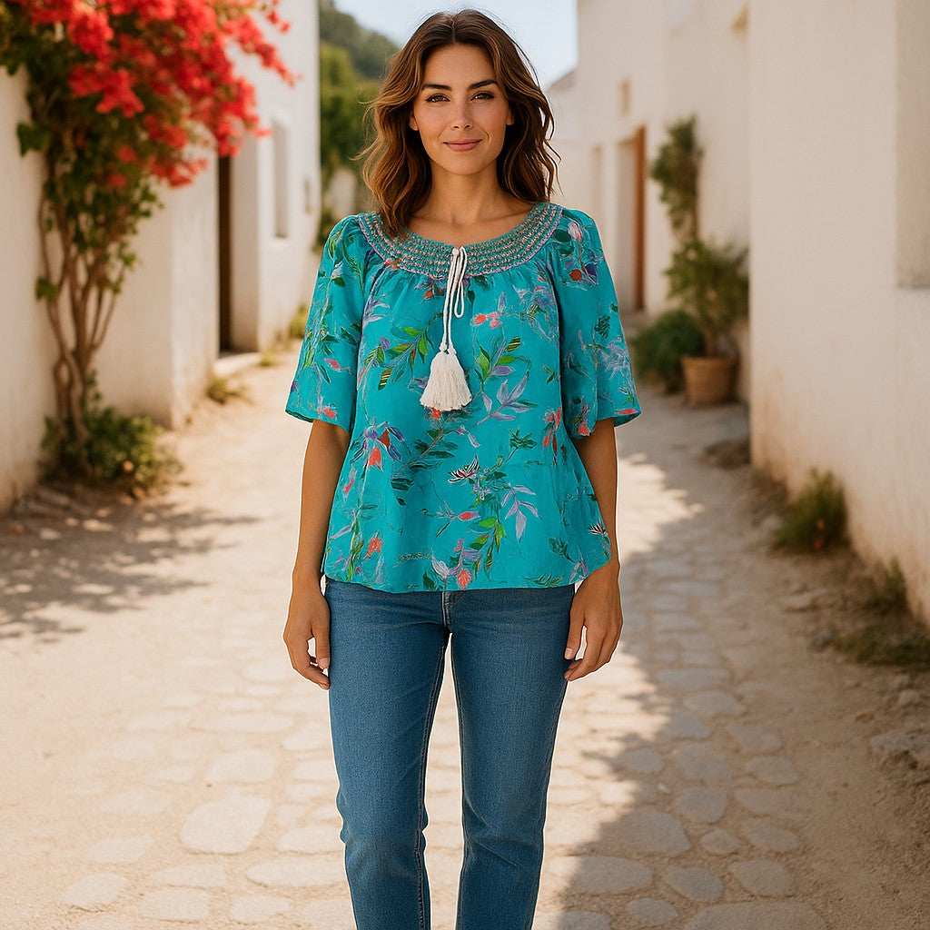 Bluza Top Island Paradise cu snur
