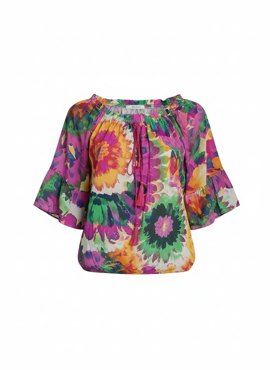 Oversized Style Bluză cu Imprimeu Paisley și Detalii Tip Ie