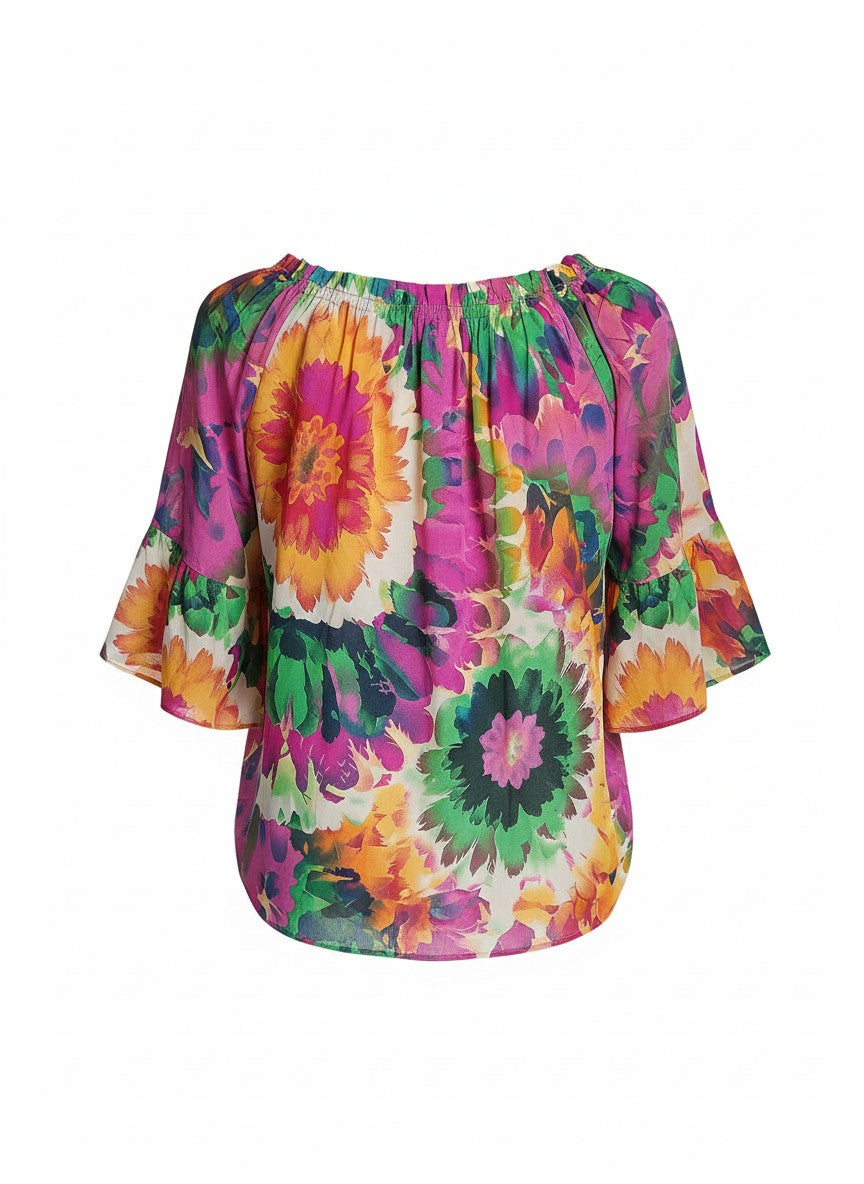 Oversized Style Bluză cu Imprimeu Paisley și Detalii Tip Ie