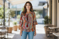 Oversized Style Bluză cu Imprimeu Paisley și Detalii Tip Ie
