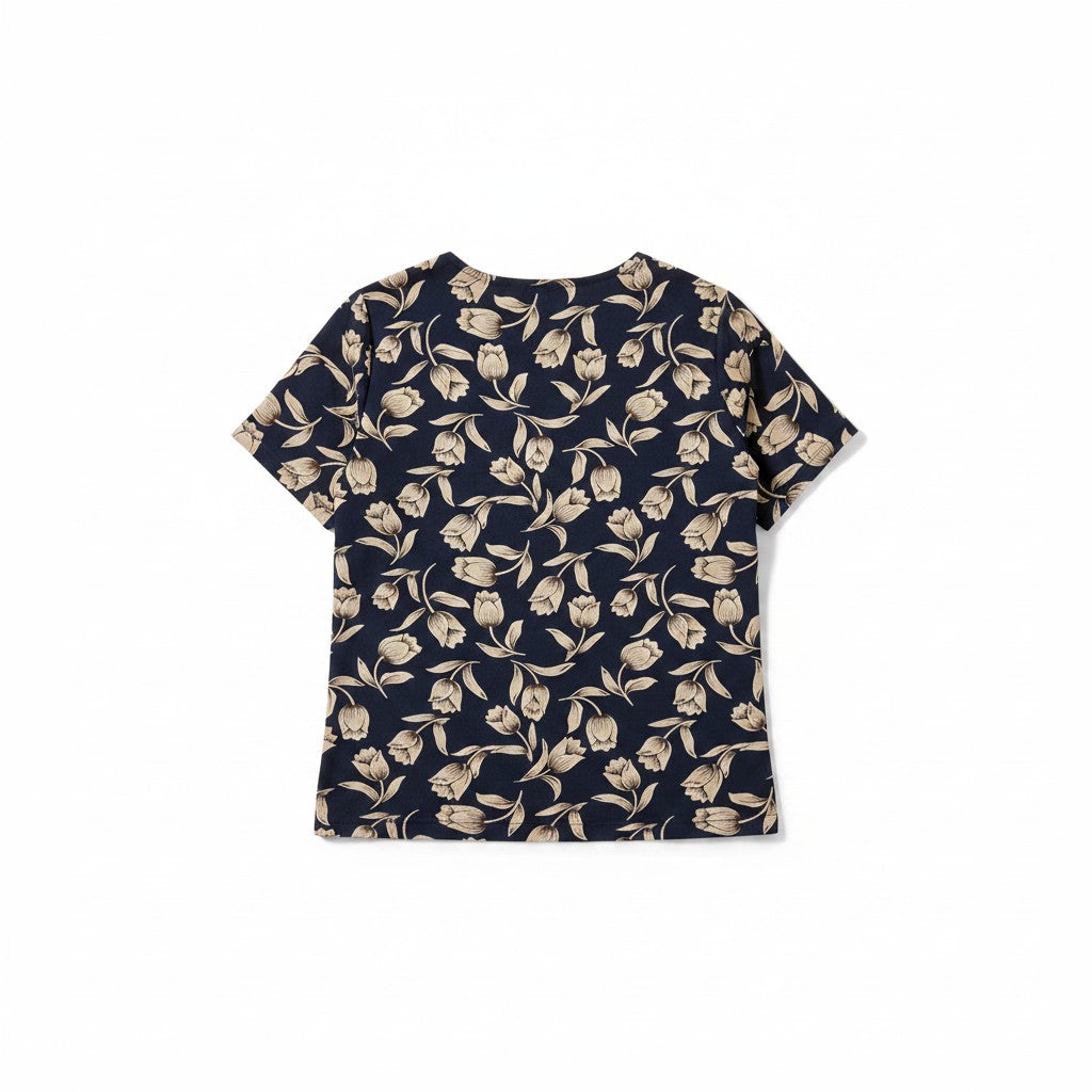 Bluză de damă cu imprimeu floral, bleumarin