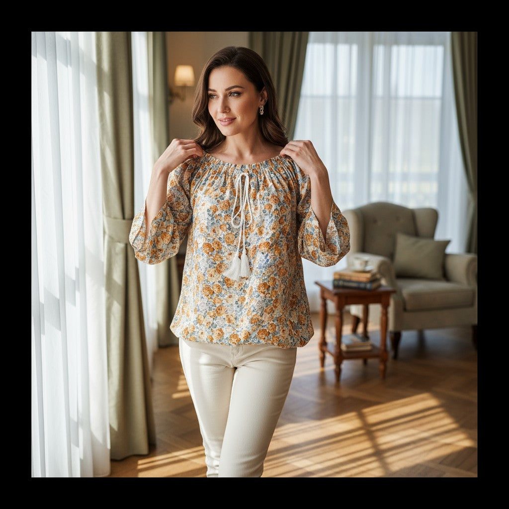 Oversized Style Bluză cu Imprimeu Paisley și Detalii Tip Ie