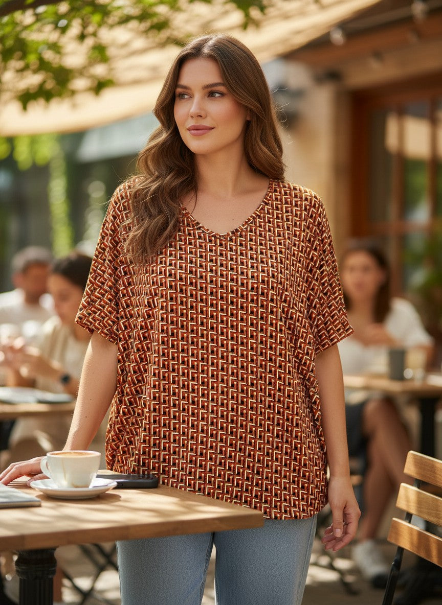 Bluza Retro Mosaic – Confort și Stil Silk-Autumn Maze