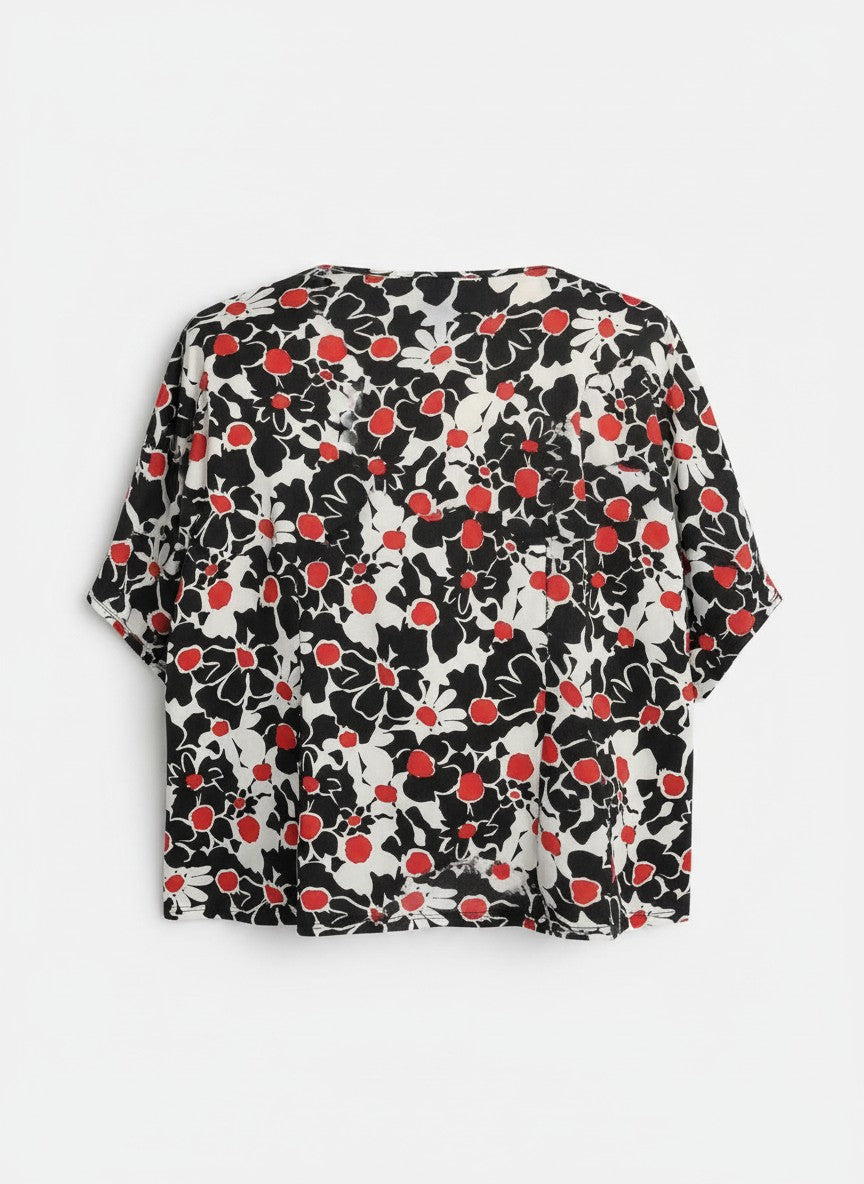 Bluza Scarlet Bloom – Confort și Stil Silk-Midnight Rose