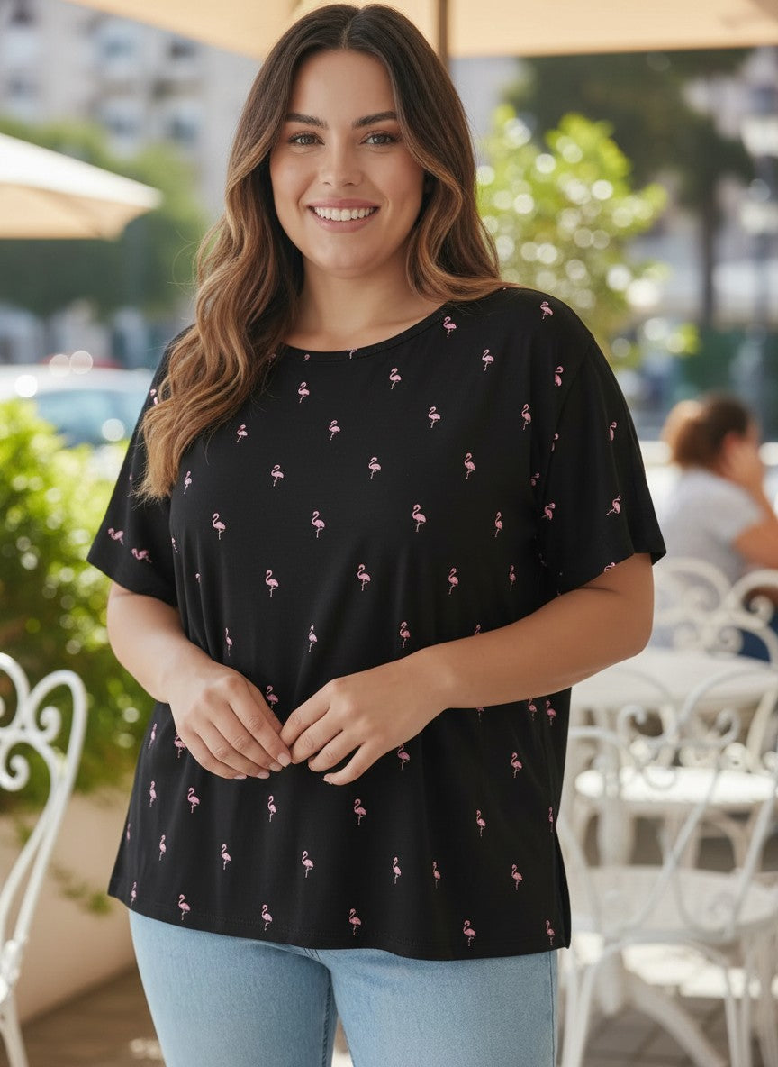 Bluza Pink Flamingo – Confort și Stil Rosy Tropical