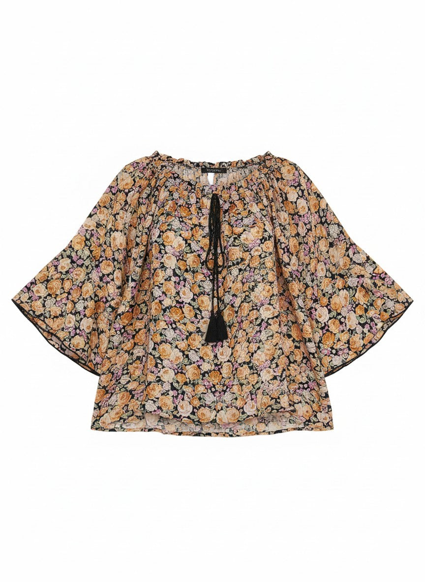Oversized Style Bluză cu Imprimeu Paisley și Detalii Tip Ie