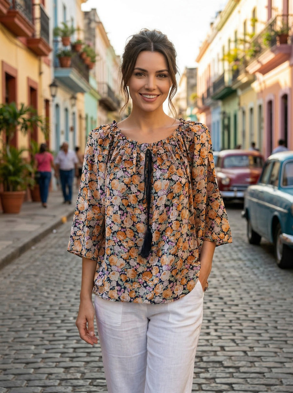 Oversized Style Bluză cu Imprimeu Paisley și Detalii Tip Ie