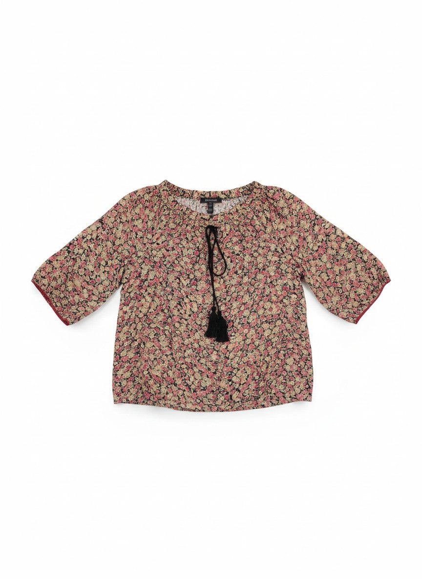 Oversized Style Bluză cu Imprimeu Paisley și Detalii Tip Ie