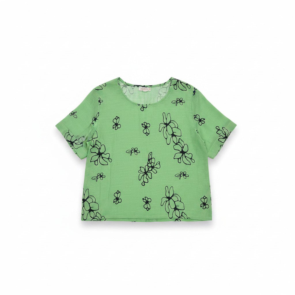 Bluză Pistachio Bloom Top Lime Sketch Floral