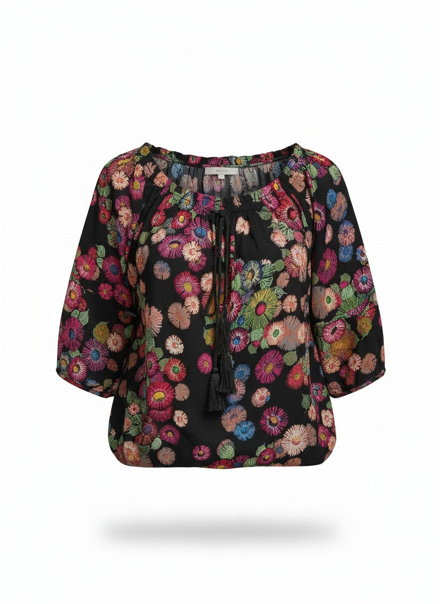 Oversized Style Bluză cu Imprimeu Paisley și Detalii Tip Ie