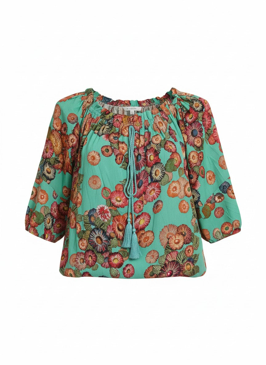 Oversized Style Bluză cu Imprimeu Paisley și Detalii Tip Ie
