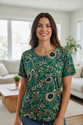 Bluză casual design floral vibrant imprimeu botanic