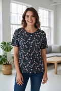 Bluză casual model floral stilizat croială confortabilă