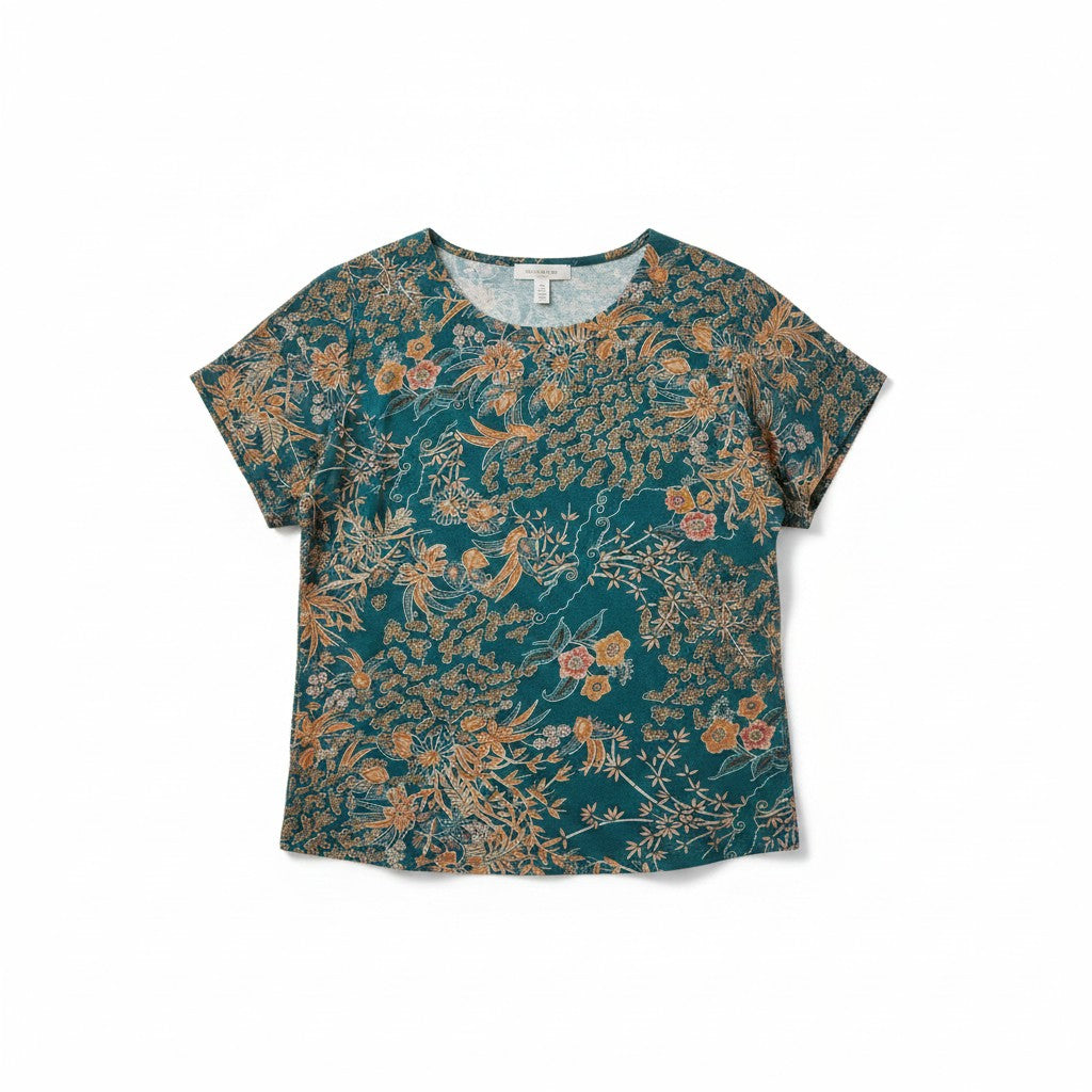 Bluză casual damă model floral bogat flori și frunze