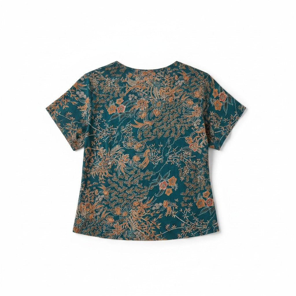 Bluză casual damă model floral bogat flori și frunze