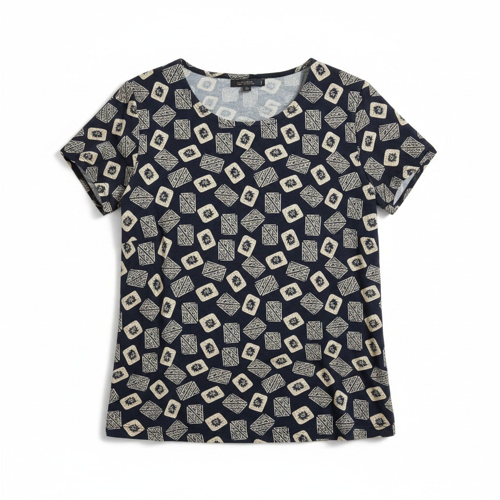 Bluză casual pentru femei model geometric bleumarin