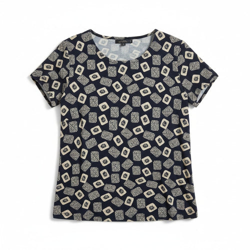 Bluză casual pentru femei model geometric bleumarin