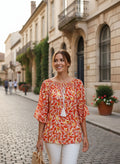 Oversized Style Bluză cu Imprimeu Paisley și Detalii Tip Ie