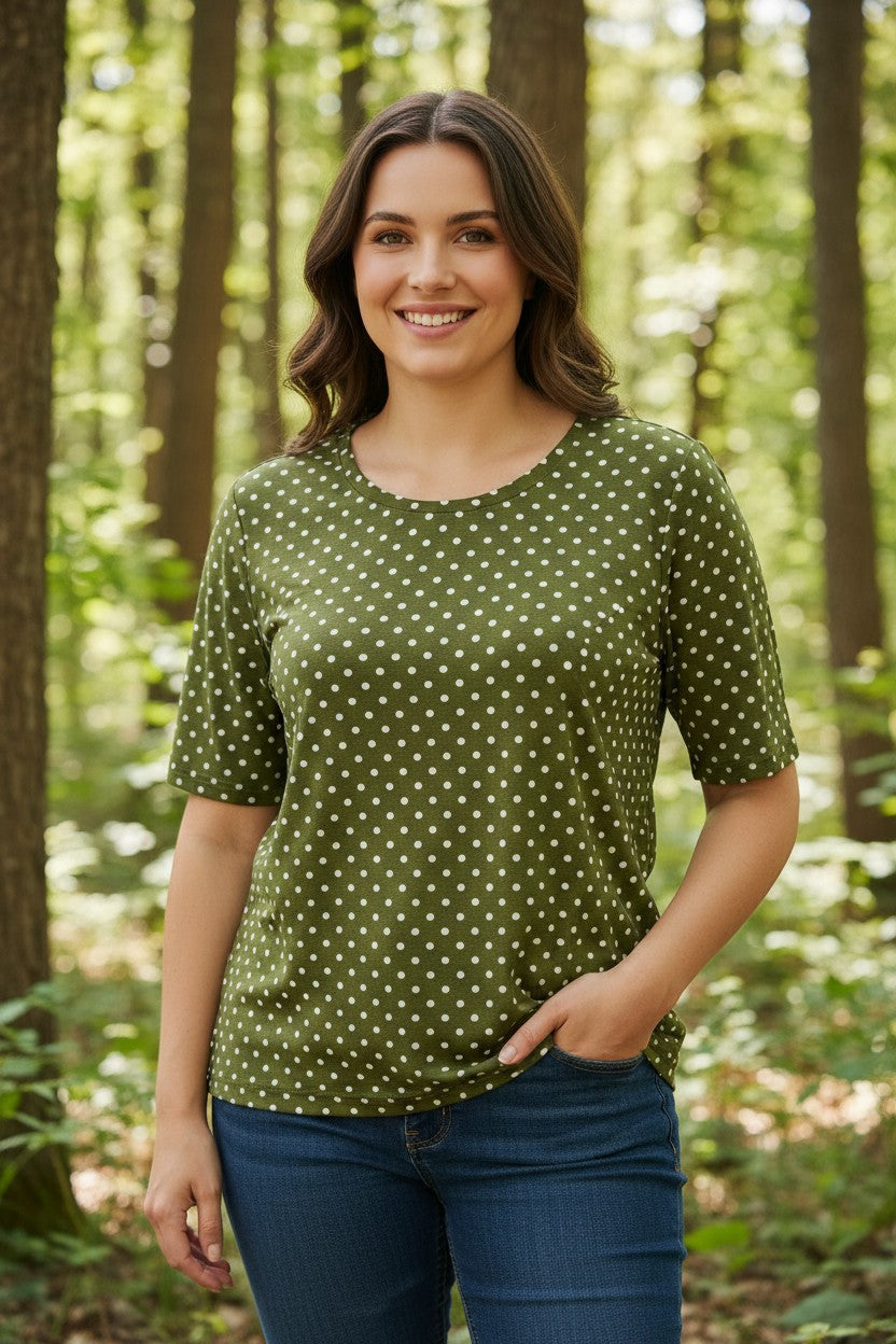 Bluză Khaki Sunny Dots